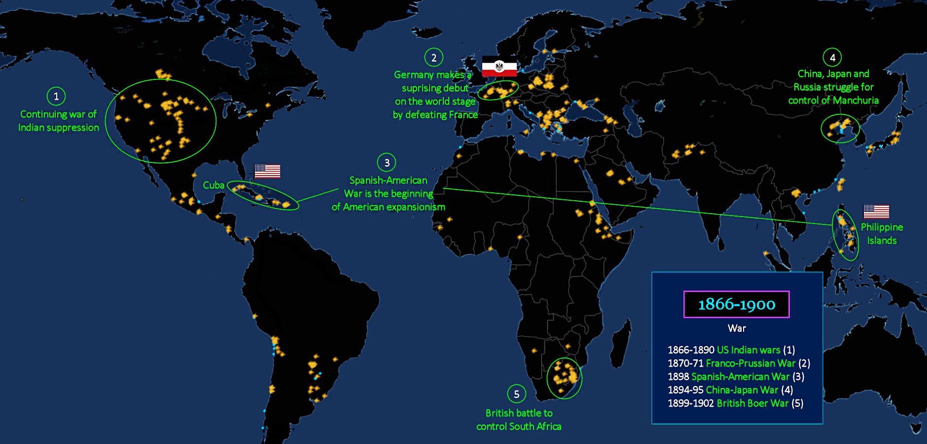 World conflict, 1866-1900 map